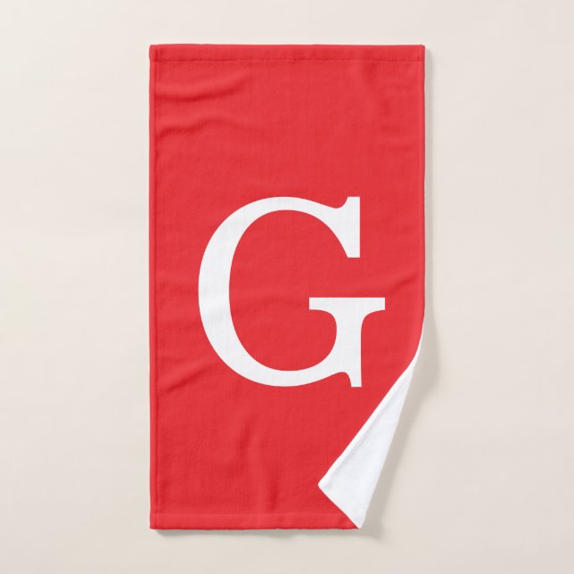 Anfangsbuchstabe Monogramm Rot Weiß Schlicht Einfa Handtuch (Handtuch)