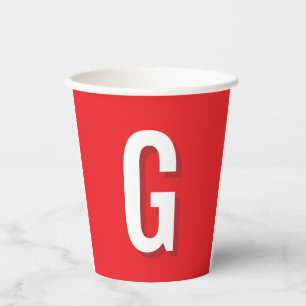 Anfangsbuchstabe Monogramm Rot Weiß Schlicht Einfa Pappbecher