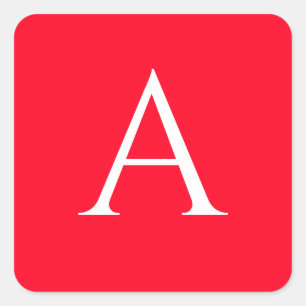 Anfangsbuchstabe Monogramm Rot Weiß Schlicht Einfa Quadratischer Aufkleber