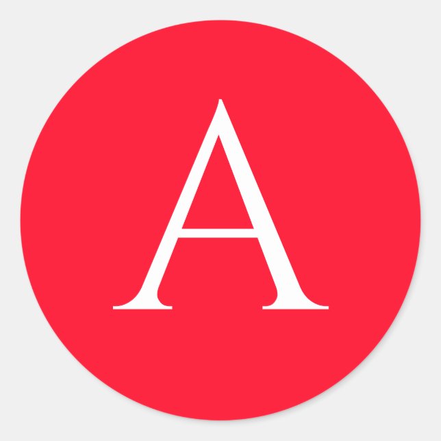 Anfangsbuchstabe Monogramm Rot Weiß Schlicht Einfa Runder Aufkleber (Vorderseite)
