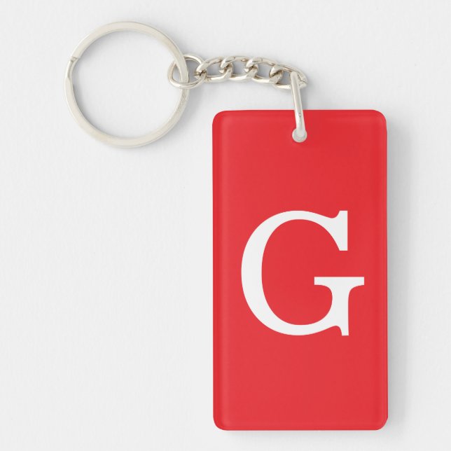 Anfangsbuchstabe Monogramm Rot Weiß Schlicht Einfa Schlüsselanhänger (Vorderseite)