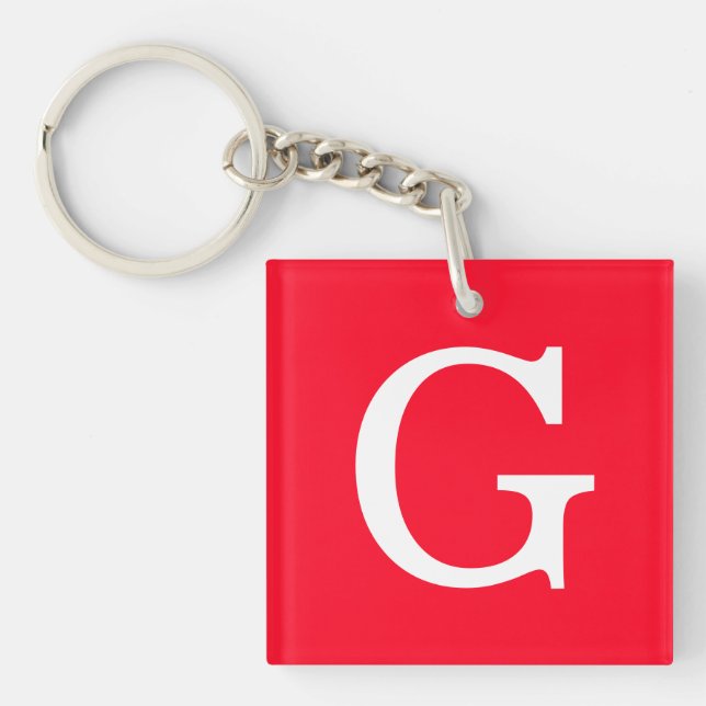 Anfangsbuchstabe Monogramm Rot Weiß Schlicht Einfa Schlüsselanhänger (Vorderseite)
