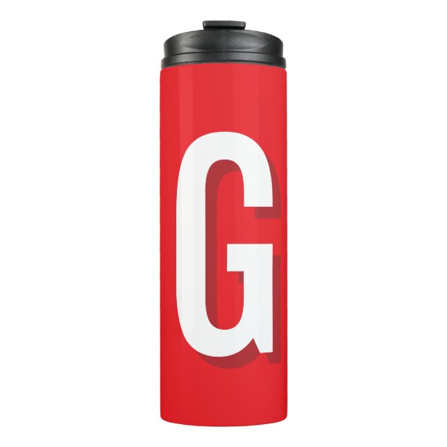 Anfangsbuchstabe Monogramm Rot Weiß Schlicht Einfa Thermosbecher (Vorderseite)