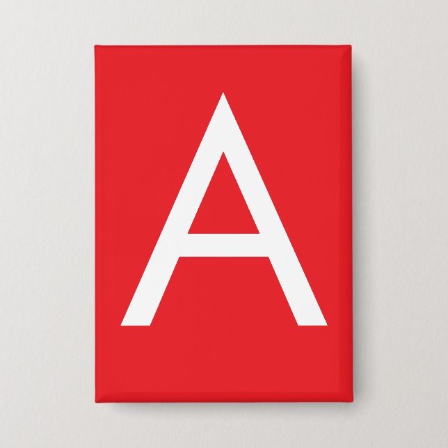 Anfangsbuchstabe Monogramm Rot Weiß Schlicht Moder Button (Vorderseite)