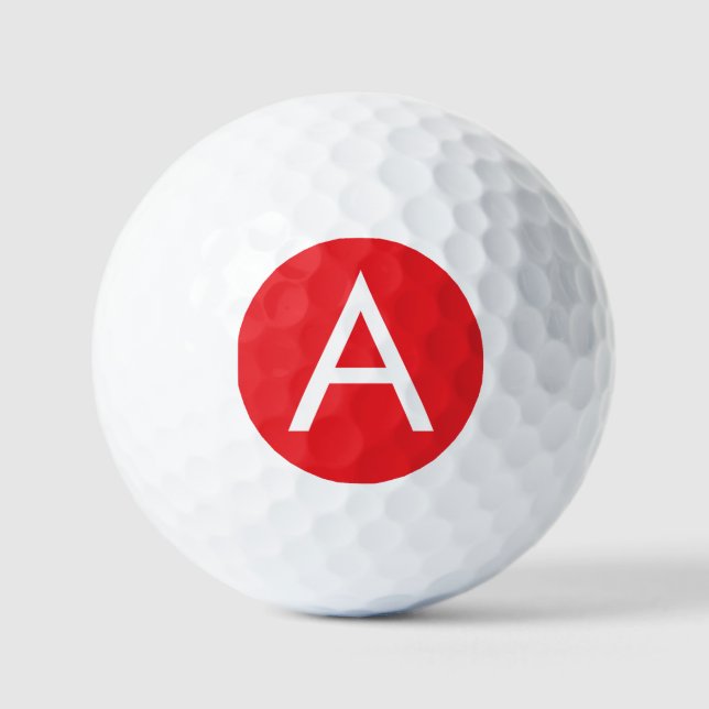 Anfangsbuchstabe Monogramm Rot Weiß Schlicht Moder Golfball (Vorderseite)