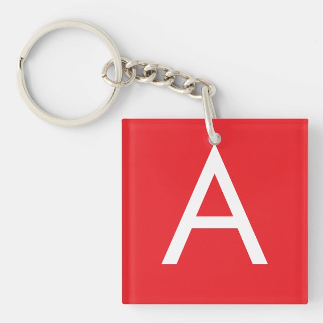 Anfangsbuchstabe Monogramm Rot Weiß Schlicht Moder Schlüsselanhänger (Vorderseite)
