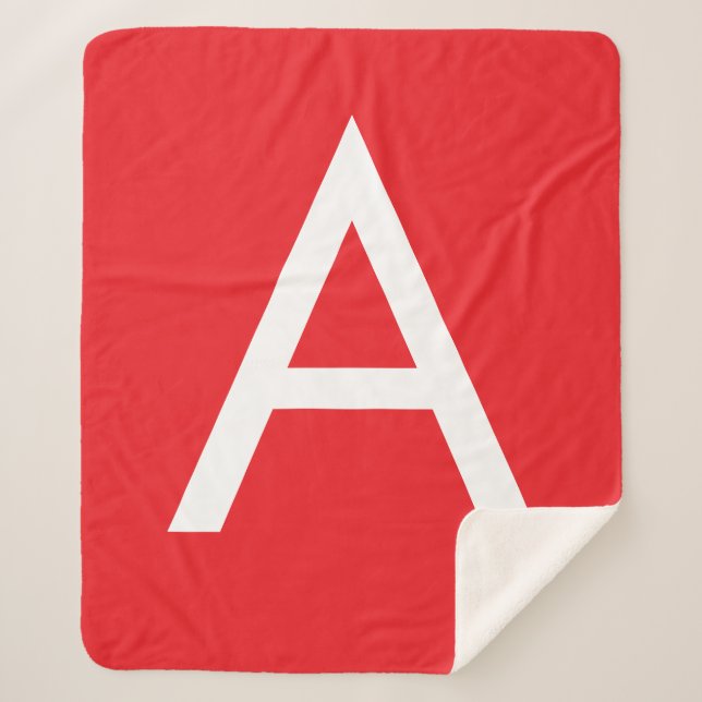 Anfangsbuchstabe Monogramm Rot Weiß Schlicht Moder Sherpadecke (Vorderseite)