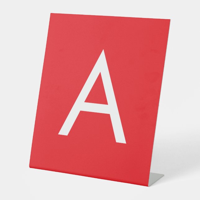 Anfangsbuchstabe Monogramm Rot Weiß Schlicht Moder Sockelschild (Vorderseite)