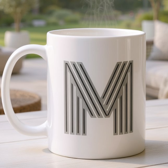 Anfangsbuchstabe Monogramm Schwarz Weiß Modern Sty Kaffeetasse (Von Creator hochgeladen)