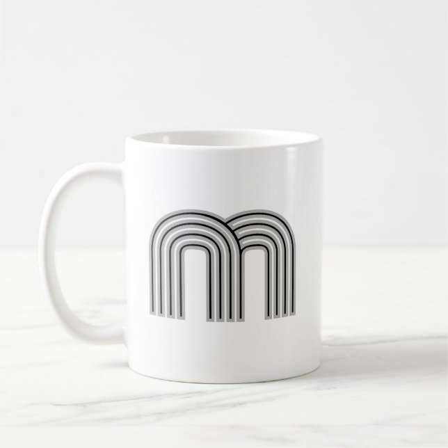 Anfangsbuchstabe Monogramm Schwarz Weiß Modern Sty Kaffeetasse (Links)