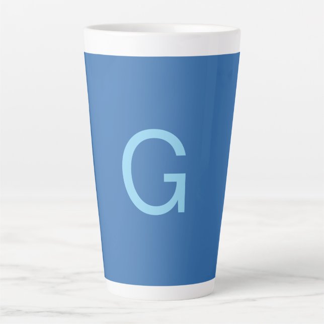 Anfangsbuchstabe Monogramm Stahlblau Benutzerdefin Milchtasse (Vorderseite)