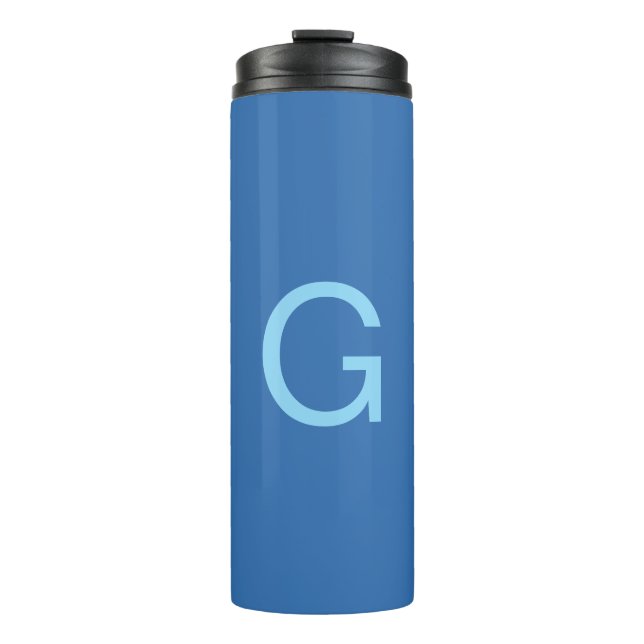 Anfangsbuchstabe Monogramm Stahlblau Benutzerdefin Thermosbecher (Vorderseite)