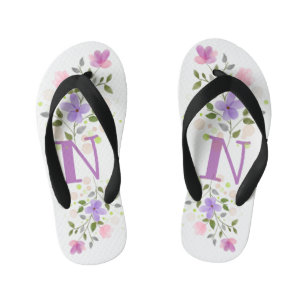 Anfangsbuchstabe N Plus Blumendesign Kinderbadesandalen