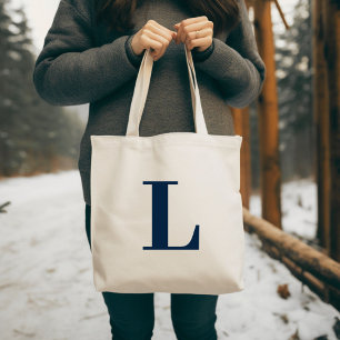 Anfangsbuchstabe Navy Monogramm Modern Stylisch Tragetasche