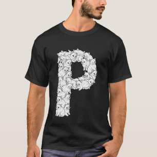 Anfangsbuchstabe P Großbuchstabe Lustiger Katzenli T-Shirt