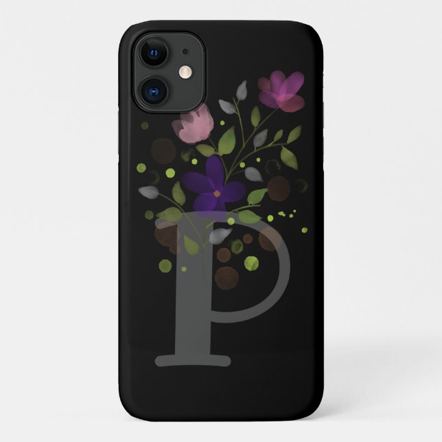Anfangsbuchstabe P Plus Blumendesign Case-Mate iPhone Hülle (Rückseite)