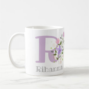 Anfangsbuchstabe Plus Name mit Blumen. Florales De Kaffeetasse