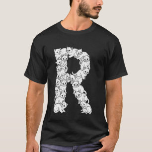 Anfangsbuchstabe R Großbuchstabe Lustiger Katzenli T-Shirt