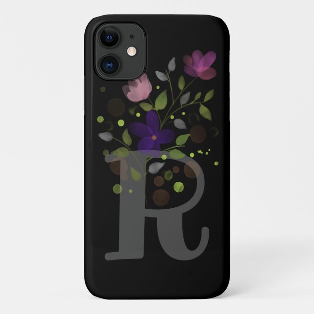 Anfangsbuchstabe R Plus Blumendesign Case-Mate iPhone Hülle (Rückseite)