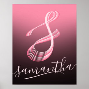 Anfangsbuchstabe Rosa Script Eindeutige Bezeichnun Poster