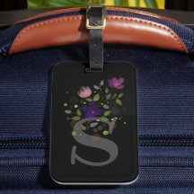 Anfangsbuchstabe S Plus Floral Design Gepäckmarke