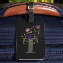 Anfangsbuchstabe T Plus Floral Design Gepäckmarke