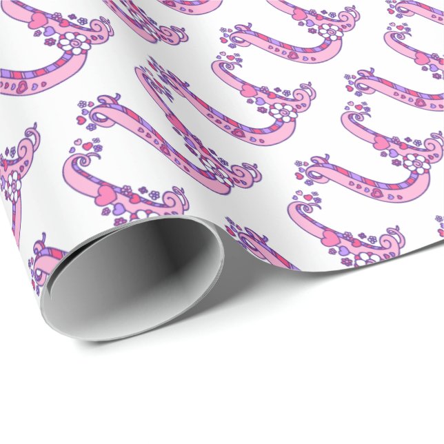 Anfangsbuchstabe U Monogramm rosa personalisierte  Geschenkpapier (Rolleneckpunkt)