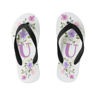 Anfangsbuchstabe U Plus Blumendesign Kinderbadesandalen
