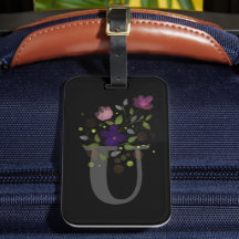 Anfangsbuchstabe U Plus Floral Design Gepäckmarke