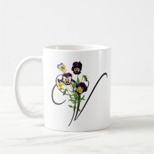 Anfangsbuchstabe V mit antiken Veilchen Kaffeetasse