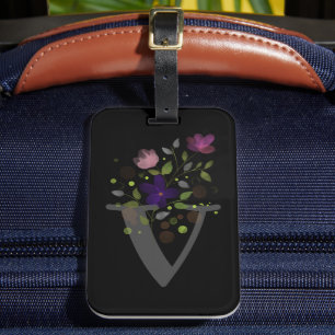 Anfangsbuchstabe V Plus Floral Design Gepäckmarke Gepäckanhänger
