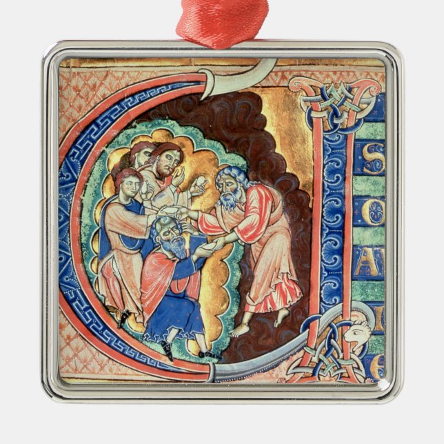 Anfangsbuchstabe "V" Visio Abdie Silbernes Ornament (Vorne)