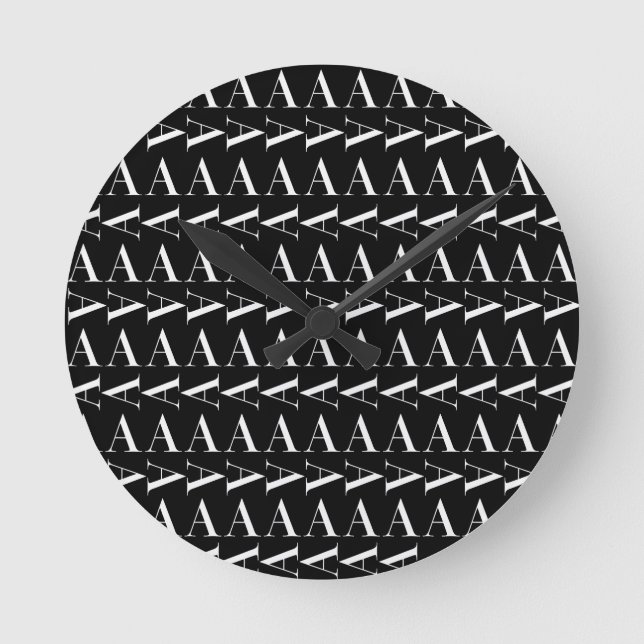 Anfangsbuchstaben A, Hintergrundfarbe auswählen Runde Wanduhr (Vorderseite)