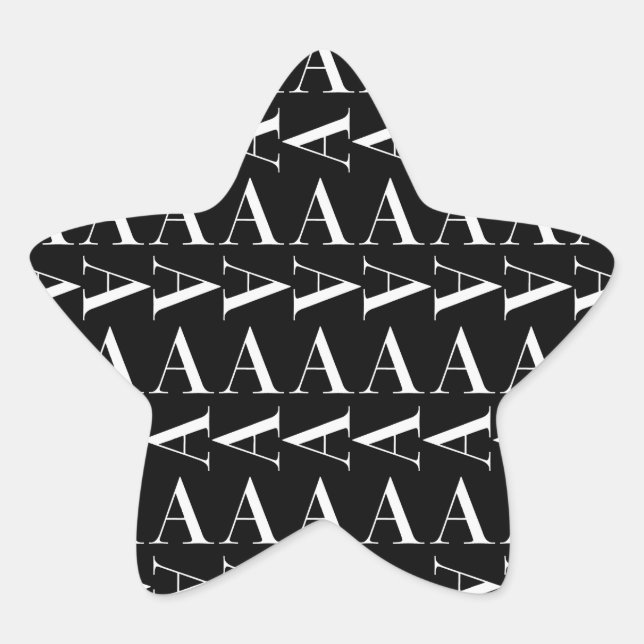 Anfangsbuchstaben A, Hintergrundfarbe auswählen Stern-Aufkleber (Vorderseite)