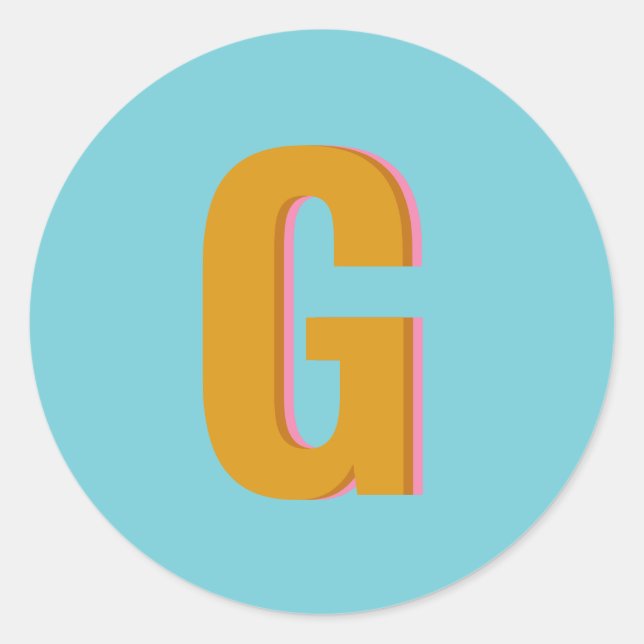 Anfangsbuchstaben Aqua und Mustard Retro Typografi Runder Aufkleber (Vorderseite)