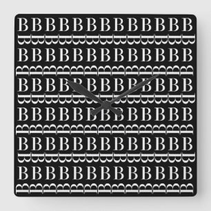 Anfangsbuchstaben B, Hintergrundfarbe auswählen Quadratische Wanduhr