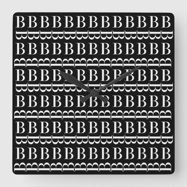 Anfangsbuchstaben B, Hintergrundfarbe auswählen Quadratische Wanduhr (Vorderseite)