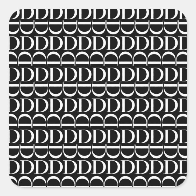 Anfangsbuchstaben D Quadratischer Aufkleber (Vorderseite)
