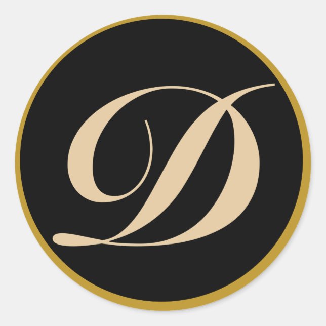 Anfangsbuchstaben D Runder Aufkleber (Vorderseite)