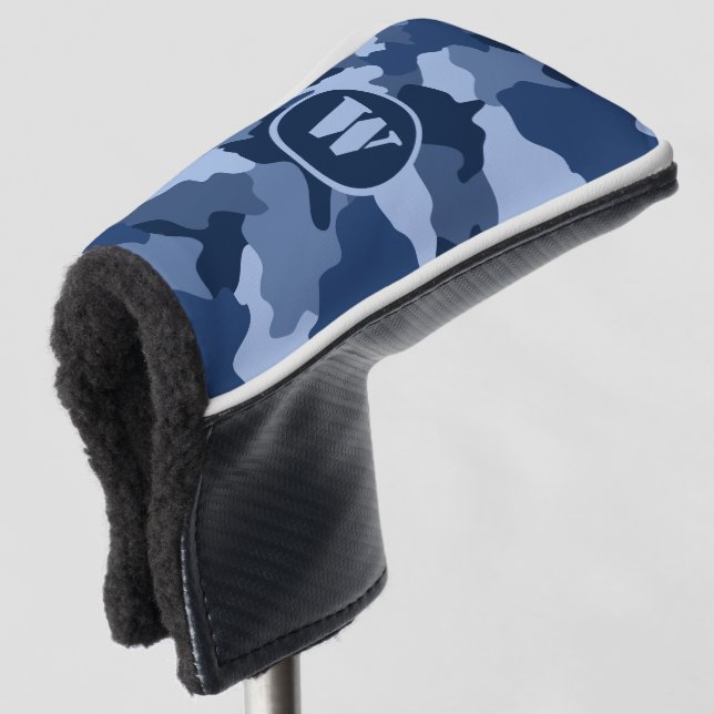 Anfangsbuchstaben der blauen Camouflage-Camouflage Golf Headcover (3/4 Vorderseite)