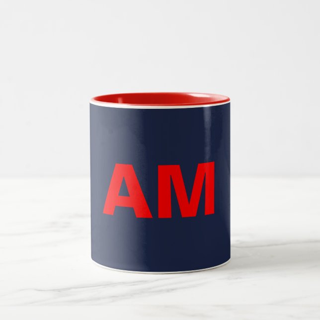 Anfangsbuchstaben des Blue Red Colors Monogram Zweifarbige Tasse (Mittel)
