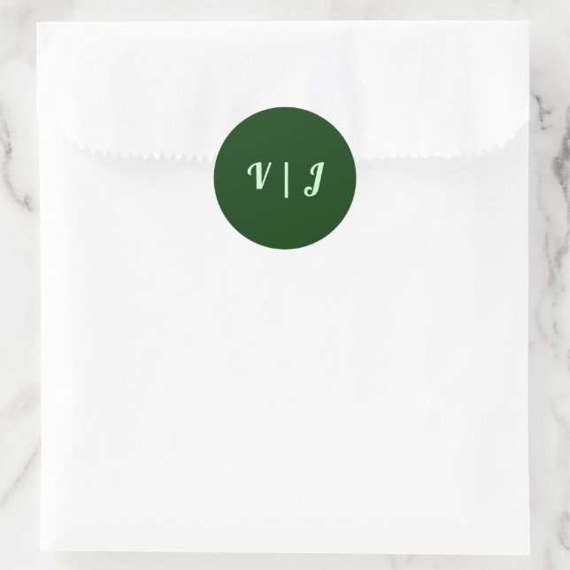 Anfangsbuchstaben des Paares auf dunkelgrünem Klei Runder Aufkleber (Tasche)