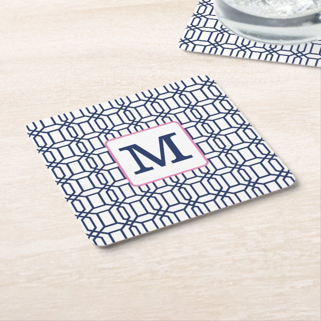 Anfangsbuchstaben des weißen Octagon Monogram Rechteckiger Pappuntersetzer (angewinkelt)