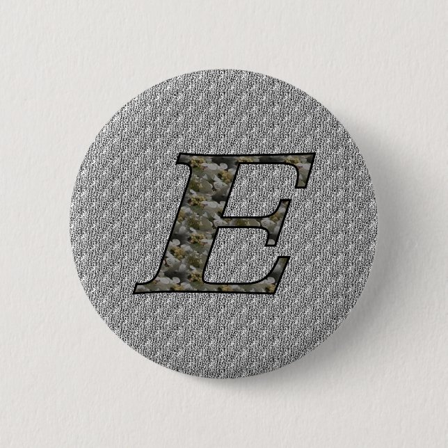 Anfangsbuchstaben E Hydrangea Blumenaste Button (Vorderseite)