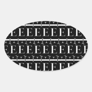 Anfangsbuchstaben E Ovaler Aufkleber