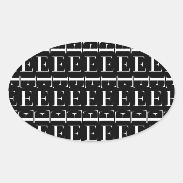 Anfangsbuchstaben E Ovaler Aufkleber (Vorderseite)