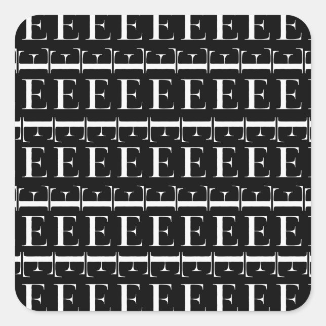 Anfangsbuchstaben E Quadratischer Aufkleber (Vorderseite)