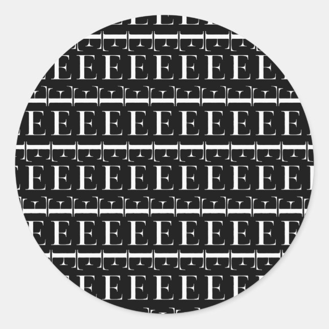 Anfangsbuchstaben E Runder Aufkleber (Vorderseite)