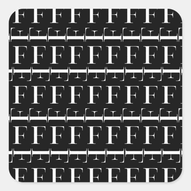 Anfangsbuchstaben F Quadratischer Aufkleber (Vorderseite)