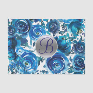 Anfangsbuchstaben für blaues Indigoflor Seidenpapier